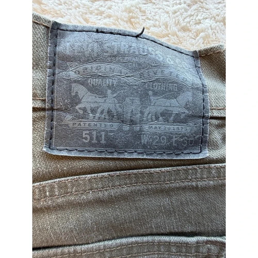 Levi's Slim Straight olive green Denim Jeans 5-Pocket Button Zip Cotton 29x30